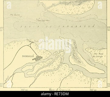 . La terre et ses habitants ... La géographie. 228 l'AMAZONIE ET LA PLATA. donne le maté du Paraguay. Près de 20 000 tonnes de cet article ont été exportées en 1892, évalué à 312 000 €. Les visiteurs sont encore les ruines de l'ancien collège des Jésuites, ancien siège de la missions du Parana. Dans les clairières des forêts a plusieurs colonies agricoles, dont la plus importante est Alexandra, où un groupe d'Italien coloni^ts cultive des plantes alimentaires, et ont également mis un peu de sucre et de plantations de café. Dans l'intérieur, à l'ouest de Curitiba, certaines colonies florissantes ont développé Banque D'Images