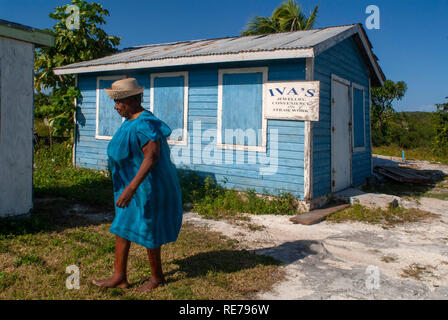 Atelier d'artisanat Iva Thompson, New Bight, Cat Island. Bahamas. Banque D'Images