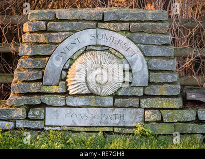 Pont de départ du West Somerset côte à Minehead qui longe la côte jurassique et du comté a l'ammonite comme son emblème Banque D'Images