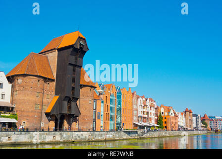 Zuraw, la grande grue, Dlugie Pobrzeze Motlawa, Riverside, le centre de Gdansk, Pologne Banque D'Images