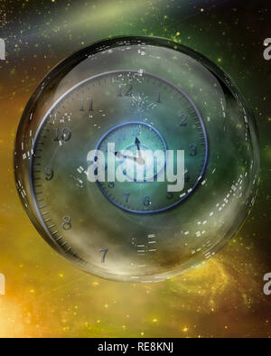 Spirale de temps à l'intérieur de boule de cristal. Banque D'Images