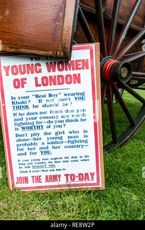 Affiche de recrutement de la Première Guerre mondiale les jeunes femmes demandent de Londres pour encourager leurs maris, petits amis à rejoindre l'armée. Banque D'Images