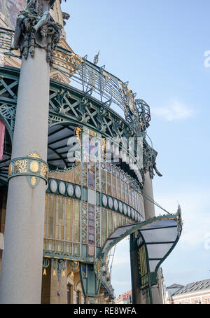 Façade Art Nouveau de la Maison Municipale et représentatif à Prague, République Tchèque Banque D'Images