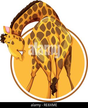 Une girafe sur l'illustration du modèle autocollant Illustration de Vecteur