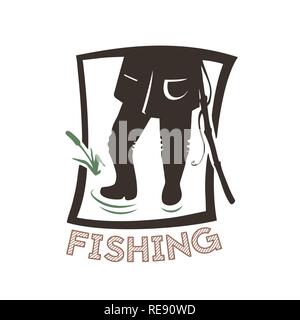 Silhouette de l'angle. Icône d'illustration vectorielle. Logo du magasin de pêche Illustration de Vecteur
