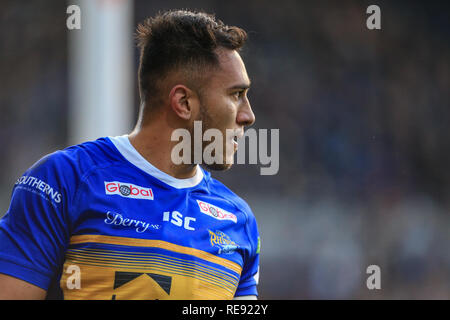 20 janvier 2019, l'Émeraude du stade Headingley, Leeds, Angleterre ; Betfred Super League réchauffer , Leeds Rhinos vs Castleford Tigers ; Nathaniel Peteru (18) de Leeds Rhinos Crédit : Mark Cosgrove/News Images Banque D'Images