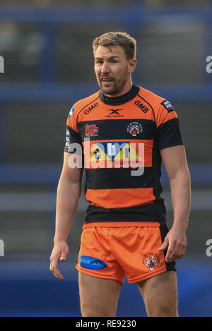 20 janvier 2019, l'Émeraude du stade Headingley, Leeds, Angleterre ; Betfred Super League réchauffer , Leeds Rhinos vs Castleford Tigers ; Michael Shenton (4) de Castleford Tigers Crédit : Mark Cosgrove/News Images Banque D'Images