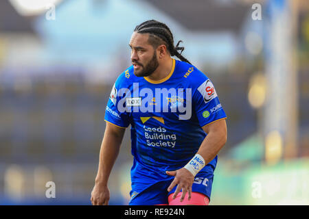 20 janvier 2019, l'Émeraude du stade Headingley, Leeds, Angleterre ; Betfred Super League réchauffer , Leeds Rhinos vs Castleford Tigers ; Konrad Hurrell (4) de Leeds Rhinos Crédit : Mark Cosgrove/News Images Banque D'Images