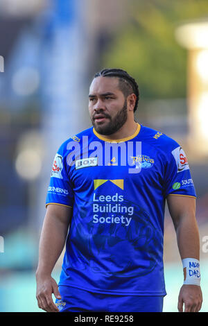 20 janvier 2019, l'Émeraude du stade Headingley, Leeds, Angleterre ; Betfred Super League réchauffer , Leeds Rhinos vs Castleford Tigers ; Konrad Hurrell (4) de Leeds Rhinos Crédit : Mark Cosgrove/News Images Banque D'Images