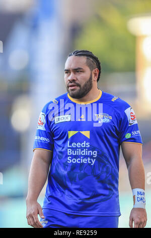 20 janvier 2019, l'Émeraude du stade Headingley, Leeds, Angleterre ; Betfred Super League réchauffer , Leeds Rhinos vs Castleford Tigers ; Konrad Hurrell (4) de Leeds Rhinos Crédit : Mark Cosgrove/News Images Banque D'Images