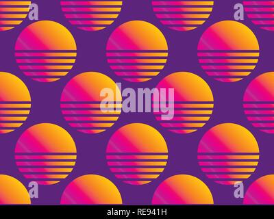 80 modèle logique sun. Retro futuristic background. Tendance moderne l'arrière-plan. Synthwave, futurisme arrière-plan. Retrowave. Vector illustration Illustration de Vecteur