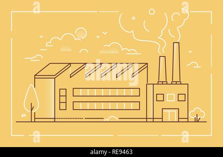 Bâtiment industriel - ligne moderne style design vector illustration Illustration de Vecteur