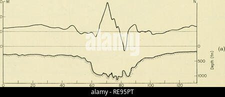 . La terre sous la mer : l'histoire. Fond de l'océan ; géophysique marine. Fig. 26. L'ensemble de sections magnétique la vallée centrale de la dorsale médio-atlantique. (Après Heezen et al., 1959, fig. 48.) SOOrM '&gt;400 -400. 800 r 60 80 milles marins. Veuillez noter que ces images sont extraites de la page numérisée des images qui peuvent avoir été retouchées numériquement pour plus de lisibilité - coloration et l'aspect de ces illustrations ne peut pas parfaitement ressembler à l'œuvre originale.. Hill, M. N. (Maurice Neville), 1919-. New York : Interscience Pub. Banque D'Images