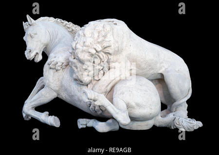 Lion attaquant un cheval, les musées du Capitole, Rome, Italie Banque D'Images