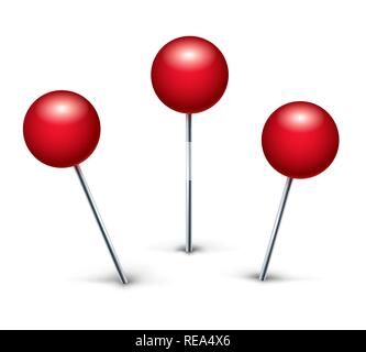 Les punaises de papier. L'école réaliste des punaises rouge isolé sur fond blanc, la carte punaises pour noticeboard vector illustration Illustration de Vecteur