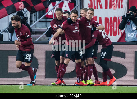 Nuremberg, Allemagne. 20 Jan, 2019. Les joueurs de Nuremberg célébrer lors d'un match de Bundesliga allemande entre 1.FC Nuremberg et Hertha BSC, à Nuremberg, Allemagne, le 20 janvier, 2019. Le Hertha Berlin a gagné 3-1. Crédit : Kevin Voigt/Xinhua/Alamy Live News Banque D'Images