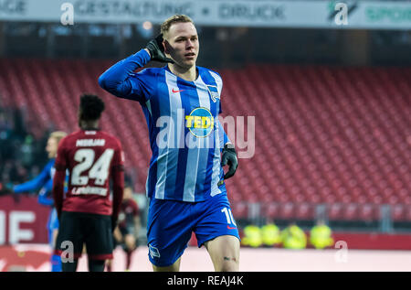 Nuremberg, Allemagne. 20 Jan, 2019. L'Hertha Berlin Ondrej Duda célèbre lors d'un match de Bundesliga allemande entre 1.FC Nuremberg et Hertha BSC, à Nuremberg, Allemagne, le 20 janvier, 2019. Le Hertha Berlin a gagné 3-1. Crédit : Kevin Voigt/Xinhua/Alamy Live News Banque D'Images