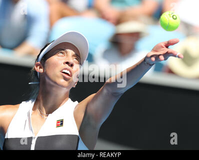 Melbourne Park, Melbourne, Australie. 21 Jan, 2019. Open de tennis d'Australie, jour 8 ; Madison Keys of USA renvoie la balle contre Elina Svitolina de Ukraine Credit : Action Plus Sport/Alamy Live News Banque D'Images