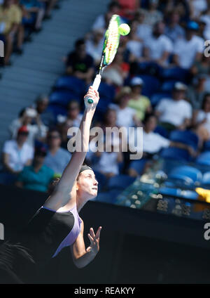 Melbourne Park, Melbourne, Australie. 21 Jan, 2019. Open de tennis d'Australie, jour 8 ; Anastasija Sevastova sert de la Lettonie contre Naomi Osaka de Japan Credit : Action Plus Sport/Alamy Live News Banque D'Images
