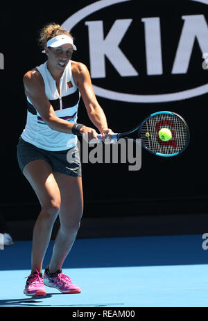Melbourne Park, Melbourne, Australie. 21 Jan, 2019. Open de tennis d'Australie, jour 8 ; Madison Keys of USA renvoie la balle contre Elina Svitolina de Ukraine Credit : Action Plus Sport/Alamy Live News Banque D'Images