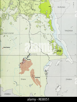 . L'Atlas de conservation des forêts tropicales : l'Afrique. Le Zaïre. 275. Veuillez noter que ces images sont extraites de la page numérisée des images qui peuvent avoir été retouchées numériquement pour plus de lisibilité - coloration et l'aspect de ces illustrations ne peut pas parfaitement ressembler à l'œuvre originale.. Sayer, J. A. , Harcourt, C. S. , Collins, N. M.. L'UICN Banque D'Images