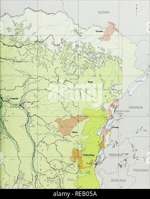 . L'Atlas de conservation des forêts tropicales : l'Afrique. Le Zaïre. 271. Veuillez noter que ces images sont extraites de la page numérisée des images qui peuvent avoir été retouchées numériquement pour plus de lisibilité - coloration et l'aspect de ces illustrations ne peut pas parfaitement ressembler à l'œuvre originale.. Sayer, J. A. , Harcourt, C. S. , Collins, N. M.. L'UICN Banque D'Images