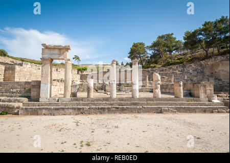 Reste de l'ancienne ville de Kamiros, cité hellénistique mentionné par Homère, l'île grecque de Rhodes. La Grèce. L'Europe. Banque D'Images