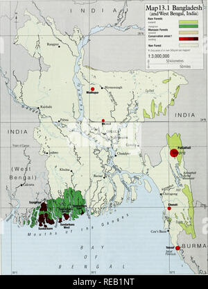 . L'Atlas de conservation des forêts tropicales : l'Asie et le Pacifique. Le Bangladesh. 96. Veuillez noter que ces images sont extraites de la page numérisée des images qui peuvent avoir été retouchées numériquement pour plus de lisibilité - coloration et l'aspect de ces illustrations ne peut pas parfaitement ressembler à l'œuvre originale.. Collins, N. M. , Sayer, J. A. , Whitmore, T. C.. L'UICN Banque D'Images