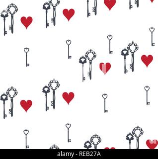 Vector illustration de valentine background transparent avec des clés et des coeurs. Illustration de Vecteur