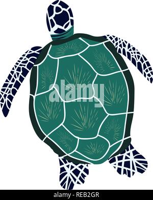 Vector illustration d'une tortue de mer isolé sur fond blanc. Illustration de Vecteur