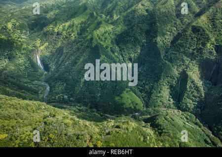 Manawaiopuna Falls (Jurassic Park Falls) Banque D'Images