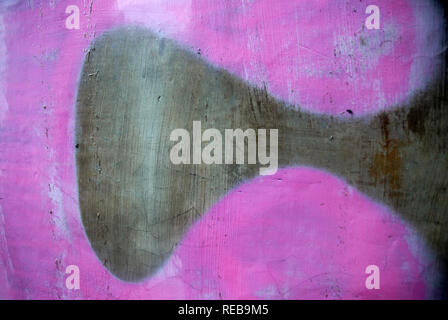 Coeur Rose peint coloré sur le mur, Ubud, Bali, Indonésie. Banque D'Images