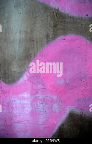 Coeur Rose peint coloré sur le mur, Ubud, Bali, Indonésie. Banque D'Images