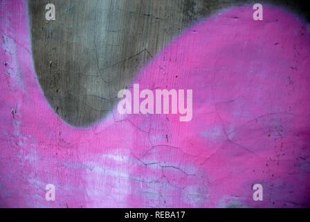 Coeur Rose peint coloré sur le mur, Ubud, Bali, Indonésie. Banque D'Images