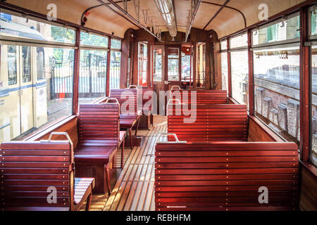 Dans un vieux tram Banque D'Images