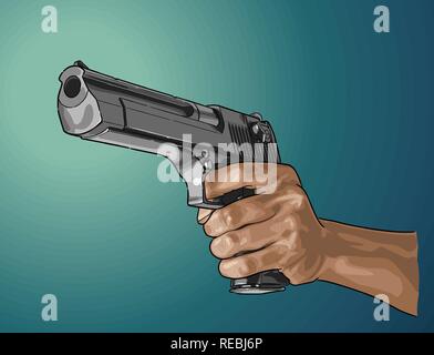 L'arme à la main - hand drawn vector, isolé sur la couleur Illustration de Vecteur