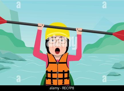 Senior woman having fun in eau vive, vector art Illustration de Vecteur