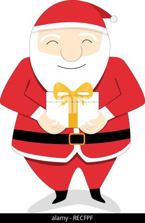 Père Noël isolé envoyer un cadeau fort à vous, vector art Illustration de Vecteur