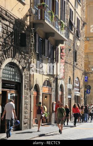 Street dans le centre historique de Florence, Florence, Toscane, Italie, Europe Banque D'Images