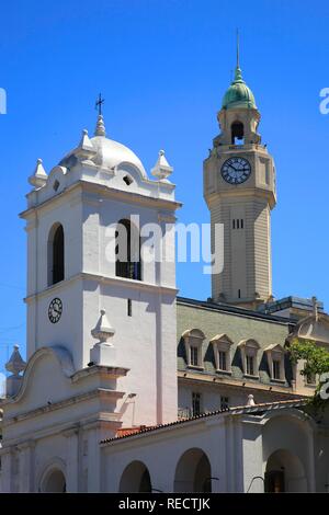 Ancien hôtel de ville, musée Cabildo et tour de l'horloge, à l'Hôtel Plaza de Mayo, Buenos Aires, Argentine, Amérique du Sud Banque D'Images