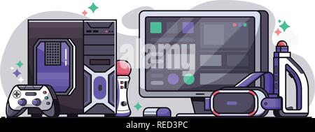 Jouer à des jeux vidéo Concept Illustration de Vecteur