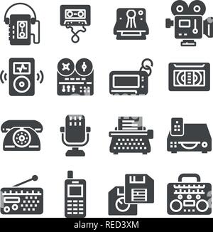 Télévision multimédia rétro gris simple icons set. Illustrations vectorielles Illustration de Vecteur