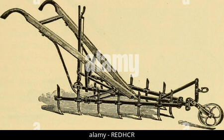 . Guide de l'agriculteur complète. L'agriculture ; la vie à la ferme. [From old catalog]. Le JARDIN 211 fruits peuvent maintenant être définis. Si la saison est défavorable en août la même les légumes doivent être plantés en septembre, avec les Bermudes Oignons et échalotes. Dans de nombreux chapitres tous ces légumes font de bonnes récoltes lorsque planté en octobre. Ils doivent fournir des aliments verts frais tout l'hiver et au début du printemps. Certaines cultures devraient être en croissance sur toutes les parties du jardin à toutes les saisons de l'année. Comme la saison de croissance de beaucoup. Fig. 122. Un cultivateur de cheval pour le jardin. des légumes n'est que de quelques mois, il est possible t Banque D'Images
