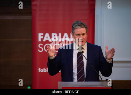 Shadow Secrétaire d'État à la sortie de l'Union européenne, Sir Keir Starmer, donne son discours à la Fabian Society. Banque D'Images