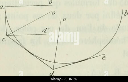 . Compte rendu. La science ; la science -- Congrès. Fig.6. 142 MATHÃMATIQUES, ASTRONOMIE, GÃODÃSIE ET MÃCANIQUE ce qui dÃ©termine le centre et le rayon. L'Ã©quation du cercle prend la forme. (4') X^ â 2). R tangA cosig) â â g, R^  = 0, ce qui permet de construire ce cercle par points, si le centre est hors de la carte. Mais sur is also Ã©viter tout calcul, en faisant usage de la rÃ¨gle SPÖ©ciale dont nous avons indiquÃ© la construction. Soient a et h (fig. 6), les projections stÃ©- rÃ©ographiques des deux points A et B donnÃ©s sur la sphÃ¨re, Oa et 06 leurs mÃ©ridiens, un^^ b et leurs projections Banque D'Images