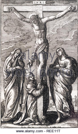 La Crucifixion, gravure par Wenceslaus Hollar aquafortiste bohème à partir de 1600 Banque D'Images