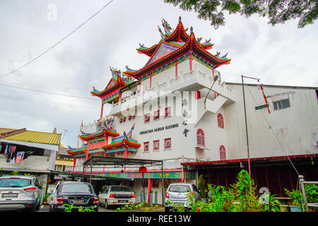 Voir l'Association de Hainan construire à Kuching, Sarawak, Bornéo, Malaisie. Banque D'Images