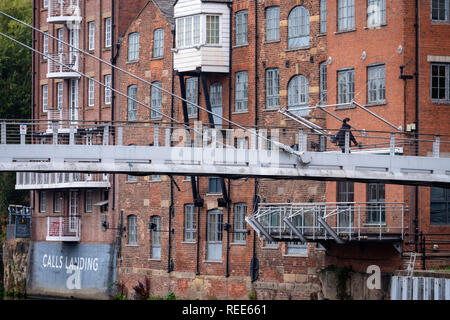 Maisons au bord de l'atterrissage appels convertie en city centre apartments Leeds West Yorkshire Angleterre Banque D'Images