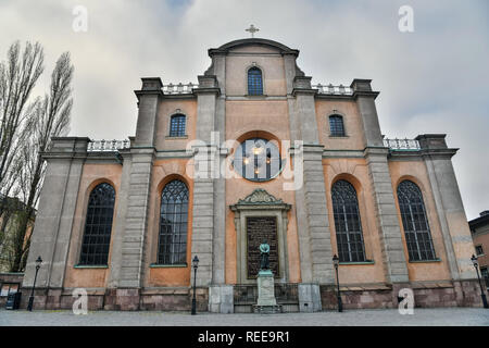 Stockholm, Suède - le 22 novembre 2018. Vue extérieure de l'église Storkyrkan à Stockholm. Banque D'Images