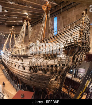 Stockholm, Suède - le 18 novembre 2018. Navire de guerre du 17e siècle Musée Vasa Vasa affichée à l'(Vasamuseet) à Stockholm. Banque D'Images